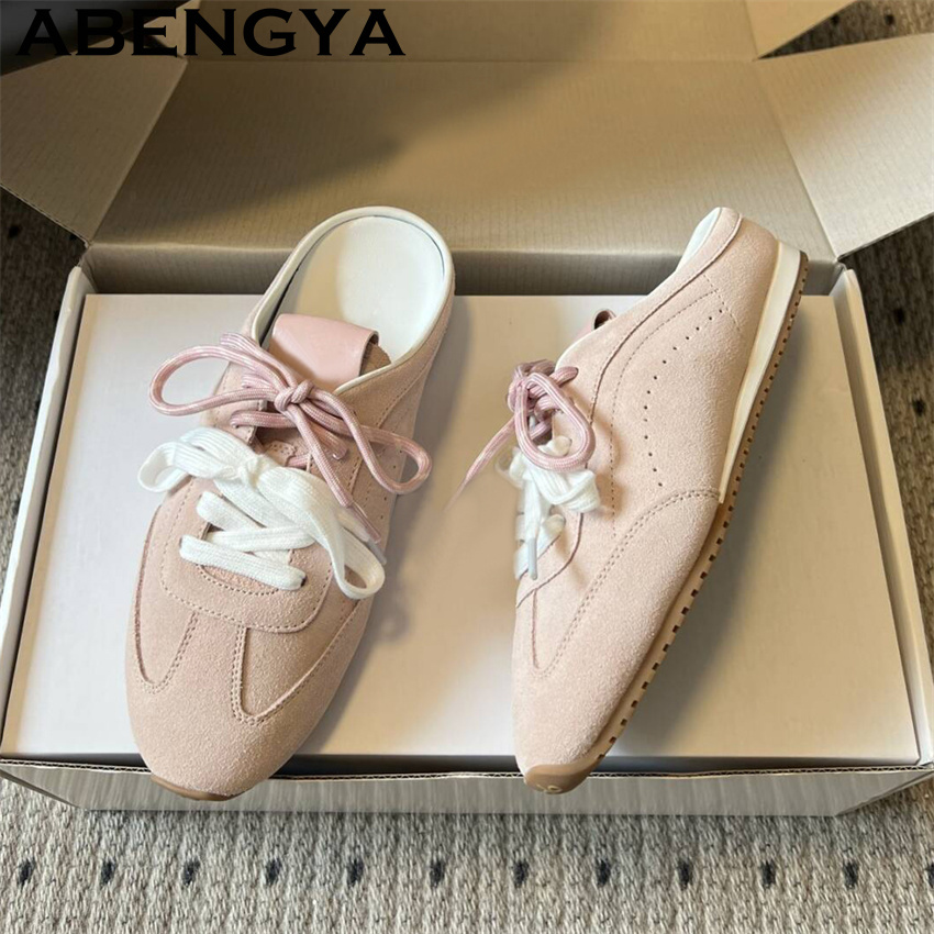 Oxford Lace Up Women - Dames Casual Platte Slippers met Veters