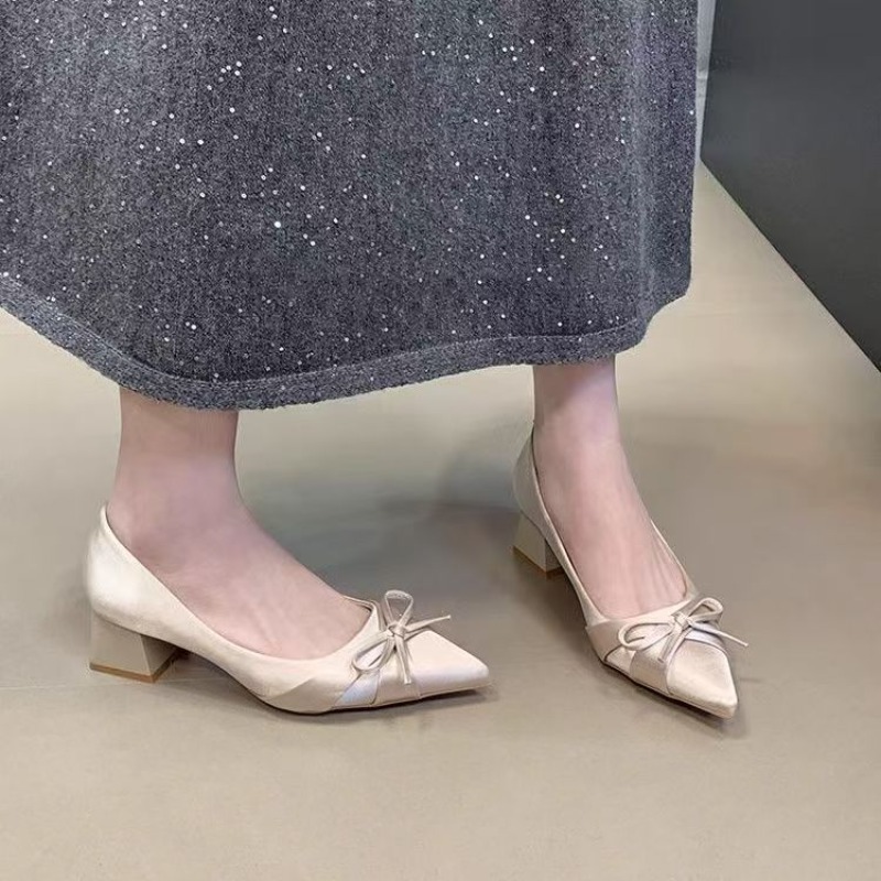 Women'S Heels - Retro halflange enkele schoenen Lente en