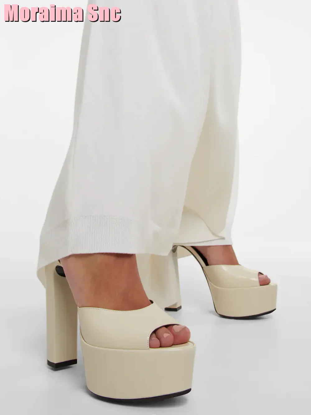 Platform Sneakers Chunky - Peep Toe Platform Lakleer Sandalen Blok