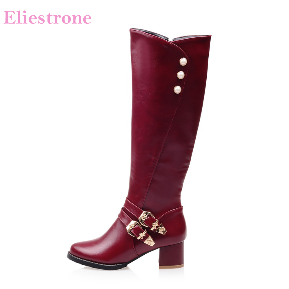 Women'S Shoes Size 12 - Gloednieuwe Mode Rood Zwart Vrouwen Knie