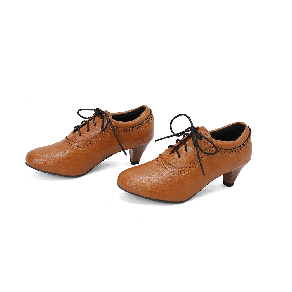   Nieuwe ademende bruin-gele d - Oxford Lace Up Women recensie en prijs