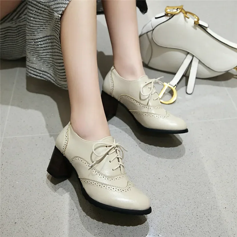 Britse Dames Oxfords Hoge Blok - Oxford Lace Up Women recensie en prijs